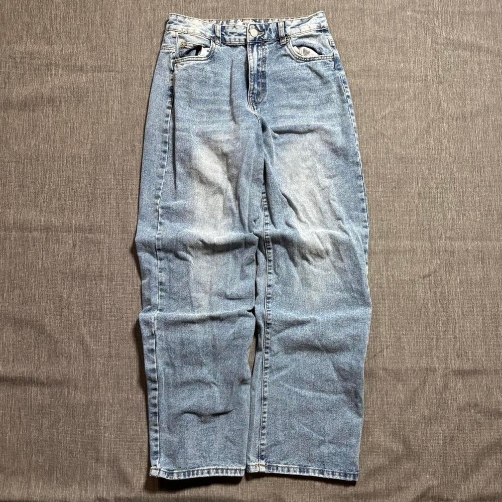 Light Blue Baggy High Rise Refuge Denim Wide Leg Jeans - 5